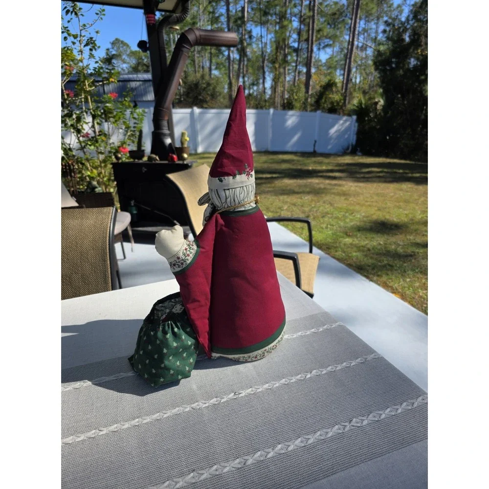 VTG Folk‎ Art Cloth Santa Figure Handmade Fabric Christmas Decor Primitive Gifts